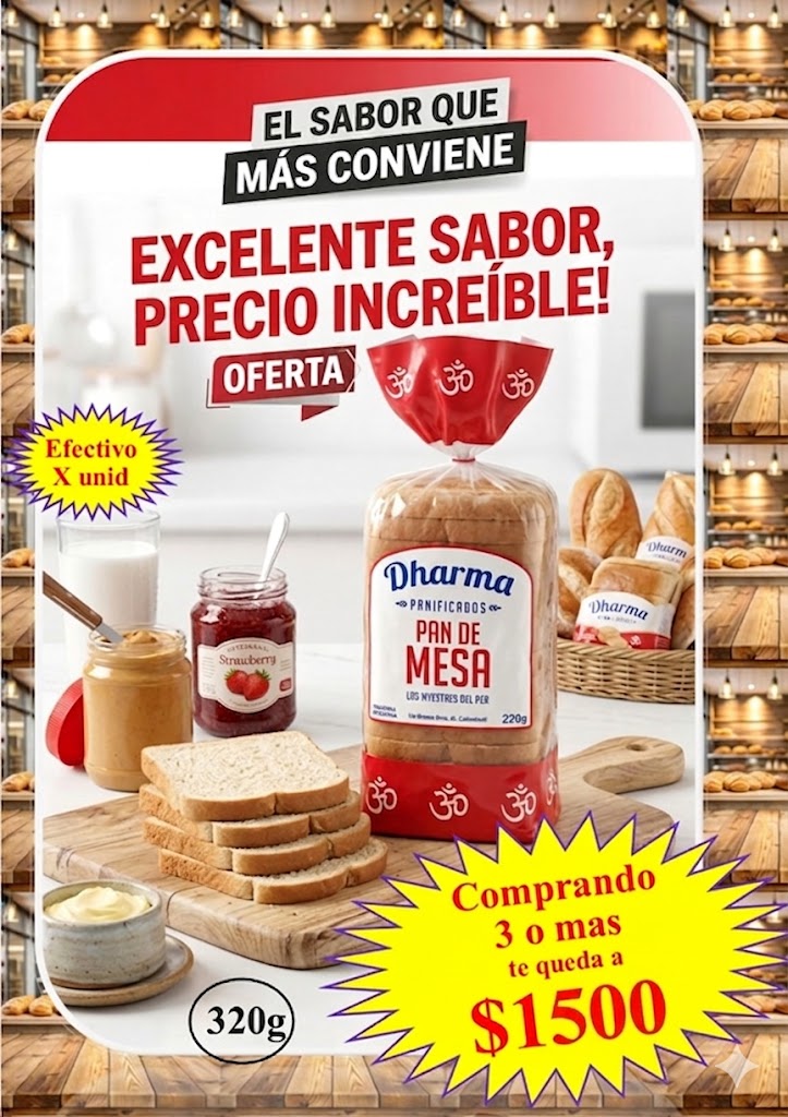 PAN DE MESA DHARMA CHICO 320GR (ECONOMICO) bandeja 15 unid